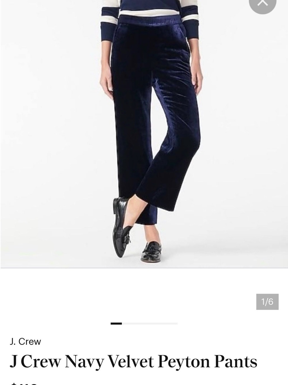 J. Crew Navy Velvet Pull-on Pants size 12